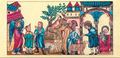 Tarjeta de Navidad apaisada con la Adoración de los Pastores según las Cantigas de Santa María, modelo 08
