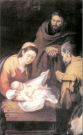 Tarjeta de Navidad con un detalle de La Adoración de los Pastores de Bartolomé Esteban Murillo, modelo 30