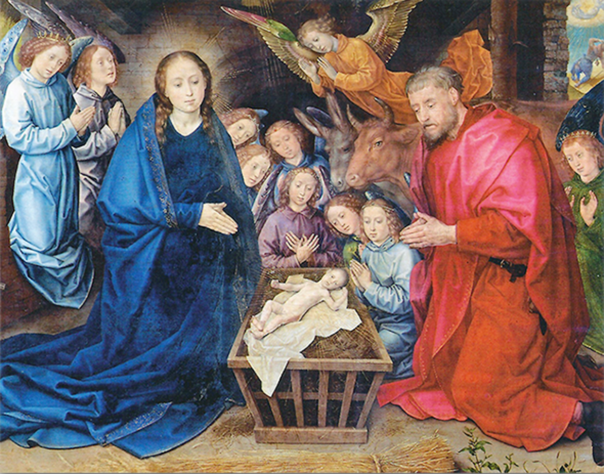Tarjeta de Navidad con La adoración de los pastores de Hugo van der Goes, de la Gemäldegalerie de Berlín, modelo 74
