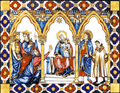 Tarjeta de Navidad con la Adoración de los Reyes Magos según las Cantigas de Santa María, modelo 07