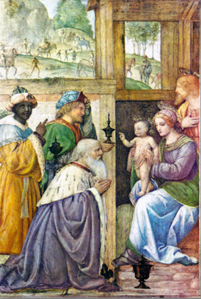 Tarjeta de Navidad con la Adoración de los Reyes Magos de Bernardino Luini, del Museo del Louvre, modelo 60