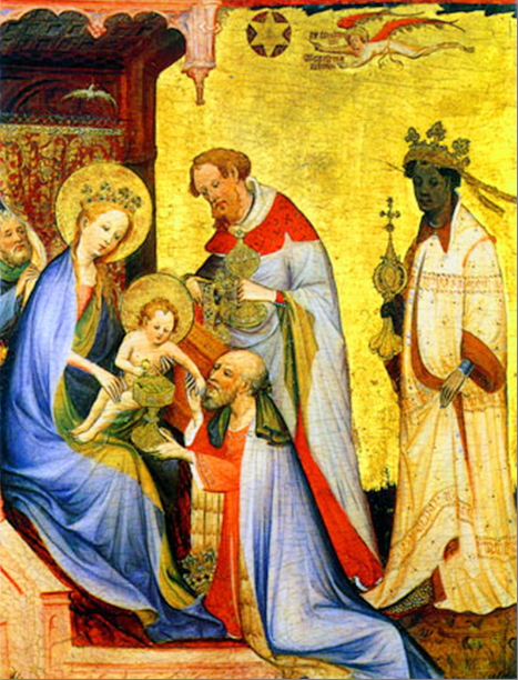 Tarjeta de Navidad con la Adoración de los Reyes Magos, obra de Utrecht del siglo XV, modelo 50