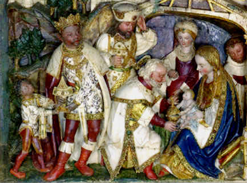Tarjeta de Navidad con la Adoración de los Reyes Magos del retablo de Santa María de El Paular, modelo 53