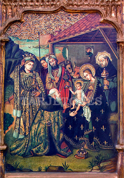 Tarjeta de Navidad con la Adoración de los Reyes Magos de San Juan del Hospital, Valencia, modelo 80