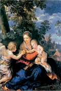 Tarjeta de Navidad con el Descanso en la huida a Egipto de Pietro da Cortona, modelo 41
