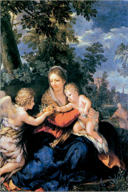 Tarjeta de Navidad con el Descanso en la huida a Egipto de Pietro da Cortona, modelo 41