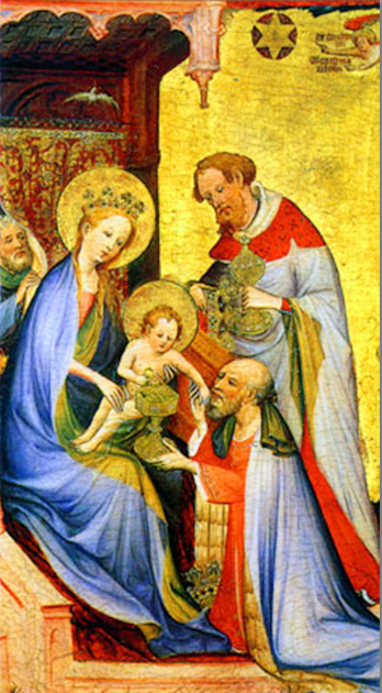 Tarjeta de Navidad apaisada con la Epifanía, obra de Utrecht del siglo XV, modelo 51