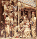 Tarjeta de Navidad desplegable con la escena de la Epifanía del retablo de La Seo de Zaragoza, modelo 27