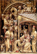 Tarjeta de Navidad con la escena de la Epifanía del retablo mayor de La Seo de Zaragoza, modelo 20