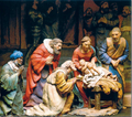 Tarjeta de Navidad desplegable con la Epifanía modelada en terracota policromada, modelo 62