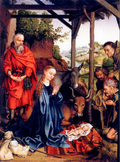 Tarjeta de Navidad con el Nacimiento de Cristo de Martin Schongauer, de la Gemäldegalerie de Berlín, modelo 75
