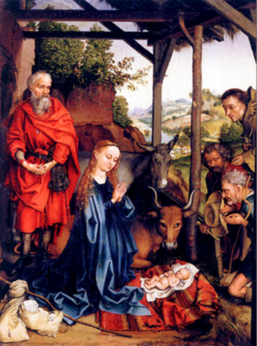 Tarjeta de Navidad con el Nacimiento de Cristo de Martin Schongauer, de la Gemäldegalerie de Berlín, modelo 75