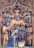 Tarjeta de Navidad con la Natividad de Andreas Halbig en la iglesia de San Agustín de Viena, modelo 55