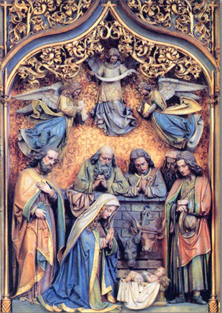 Tarjeta de Navidad con la Natividad de Andreas Halbig en la iglesia de San Agustín de Viena, modelo 55
