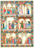 Tarjeta de Navidad con el retablo de los cinco Misterios Gozosos del Rosario, modelo 09