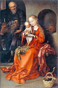 Tarjeta de Navidad con la Sagrada Familia de Martin Schongauer, del Museo de Historia del Arte de Viena, modelo 69