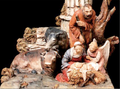 Tarjeta de Navidad con una escena de la Natividad en terracota policromada, modelo 61