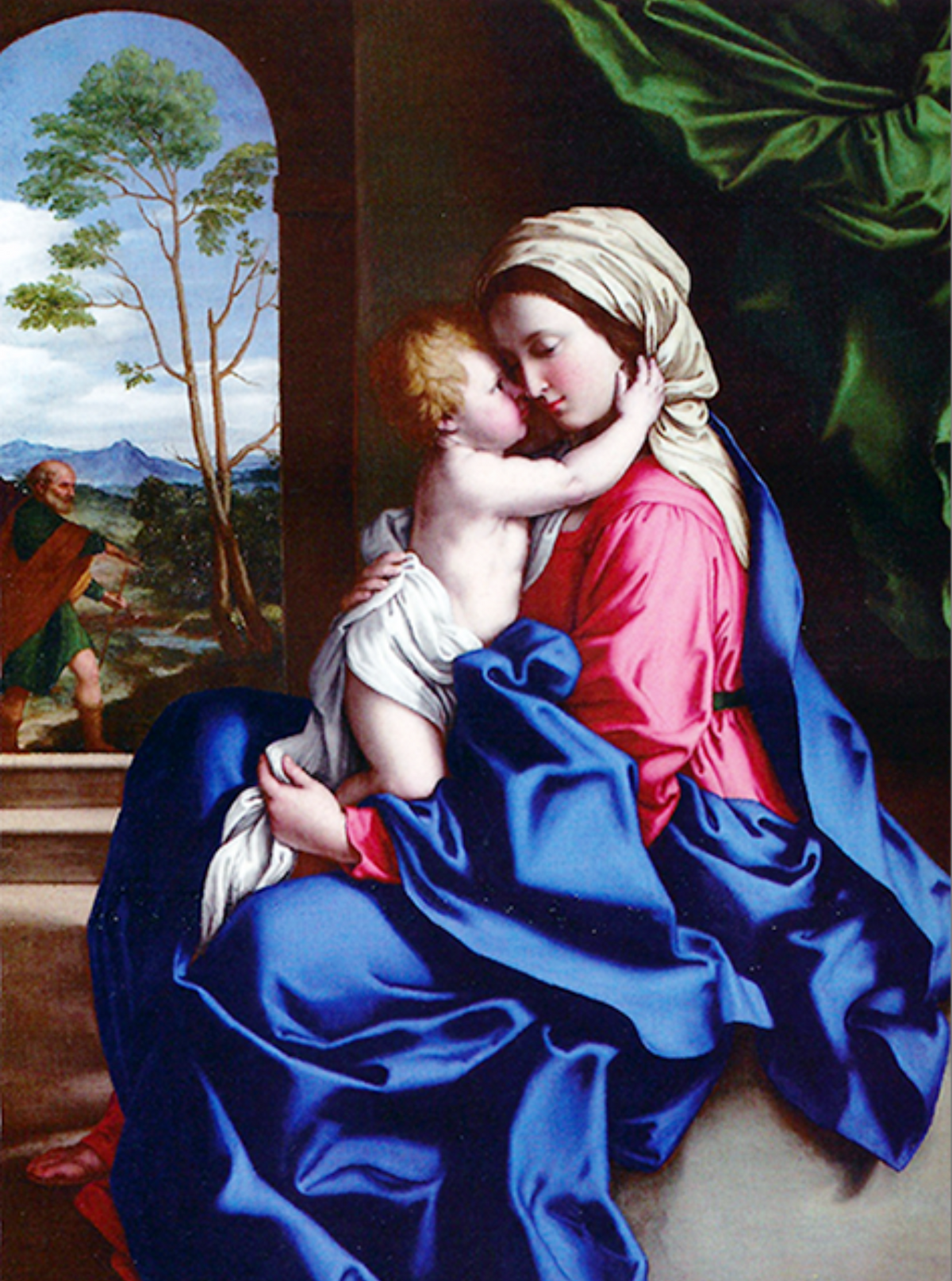 Tarjeta de Navidad con La Virgen y el Niño abrazándose, de Sassoferrato, de la National Gallery de Londres, modelo 71