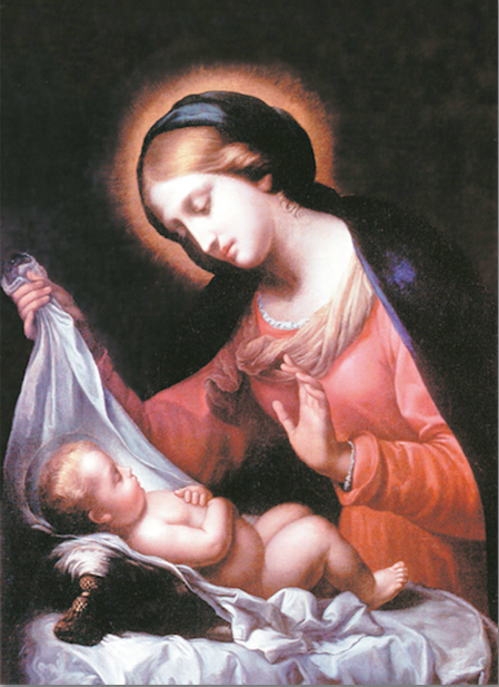 Tarjeta de Navidad con La Virgen y el Niño de Carlo Dolci, modelo 29